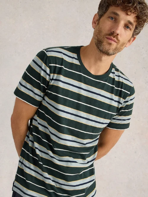 Gestreiftes T-Shirt Abersoch - Navy Multi - XXXL Bild 3