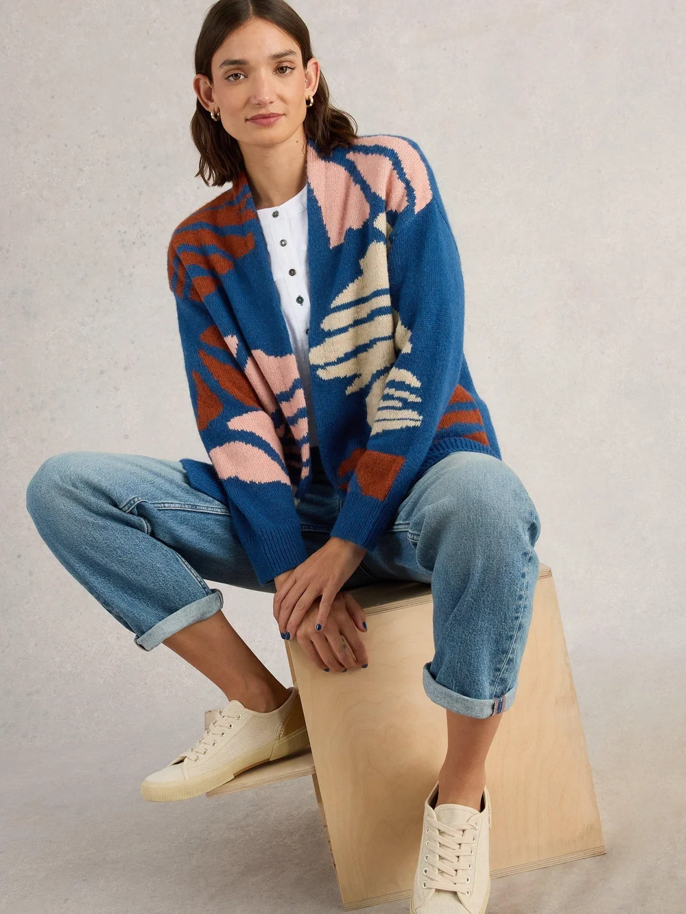 Lange Strickjacke Louisa - Blue Mlt - XL Bild 1