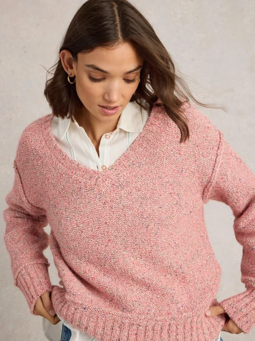 Pullover mit V-Ausschnitt - Lgt Pink - 42 Bild 3