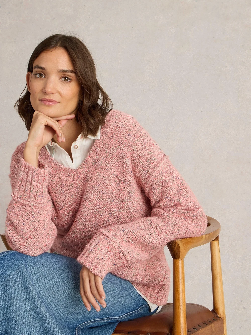 Pullover mit V-Ausschnitt - Lgt Pink - 42 Bild 1