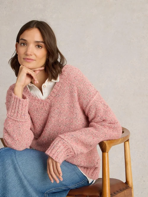 Pullover mit V-Ausschnitt - Lgt Pink - 42 Bild 1