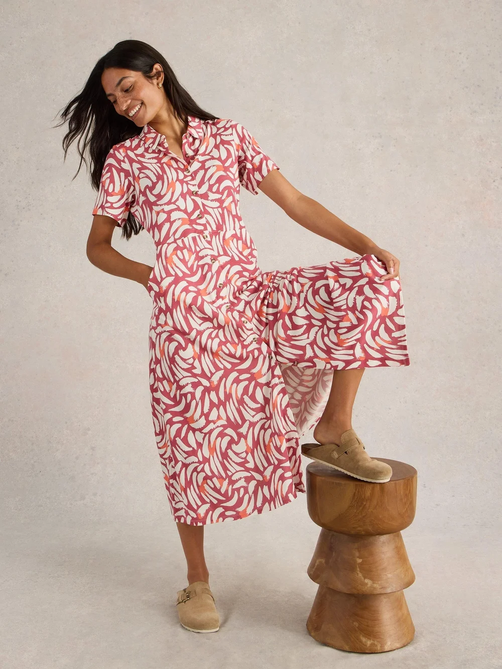 Blusenkleid Rua aus Jersey - Pink Mlt - 52/R Bild 1