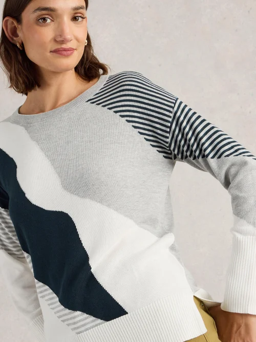 Pullover Olive mit abstraktem Muster - Grey Mlt - 50 Bild 3