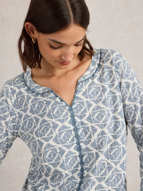 Besticktes Langarmshirt Nelly - Blue Pr - 50 Bild 3