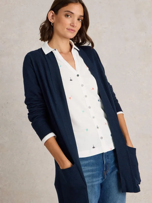 Lange Strickjacke Tanya - Fr Navy - 38 Bild 3