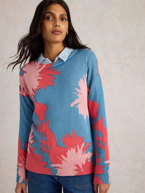Floraler Pullover Olive - Blue Pr - 52 Bild 1