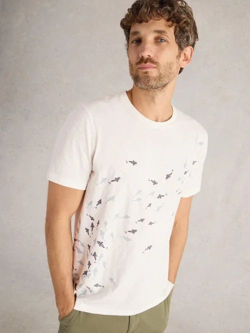 T-Shirt Abersoch mit Fischmotiv - White Pr - XXXL Bild 3