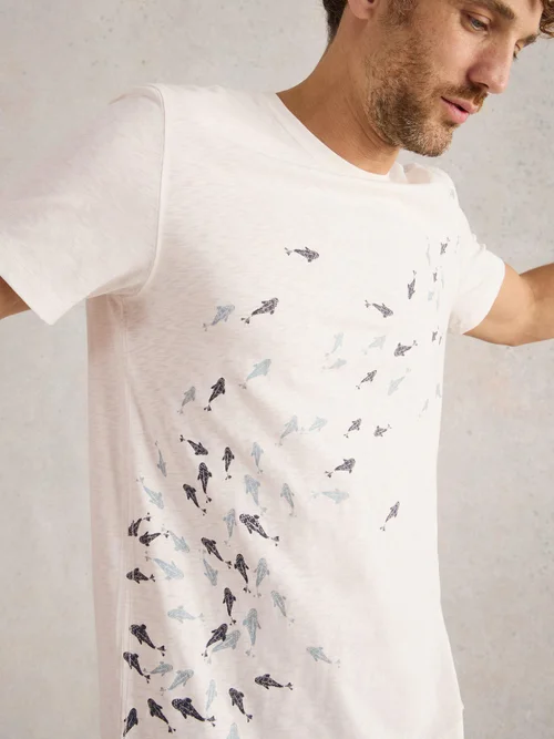T-Shirt Abersoch mit Fischmotiv - White Pr - XXXL Bild 1