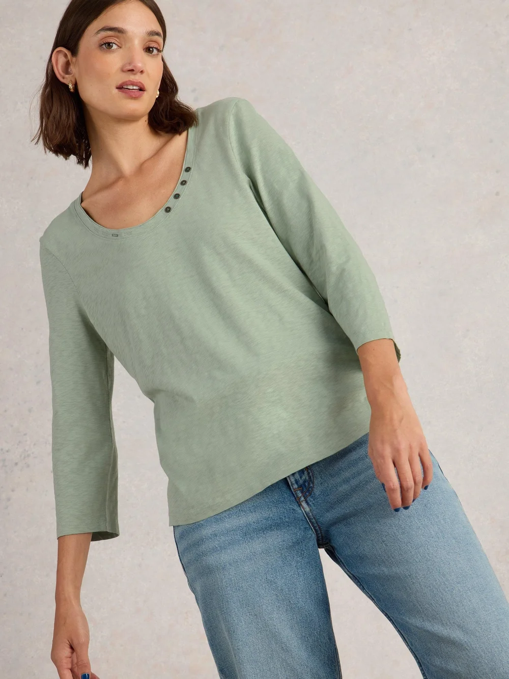 Langarmshirt Nadia mit 3/4-Ärmeln - Khaki Grn - 52 Bild 1
