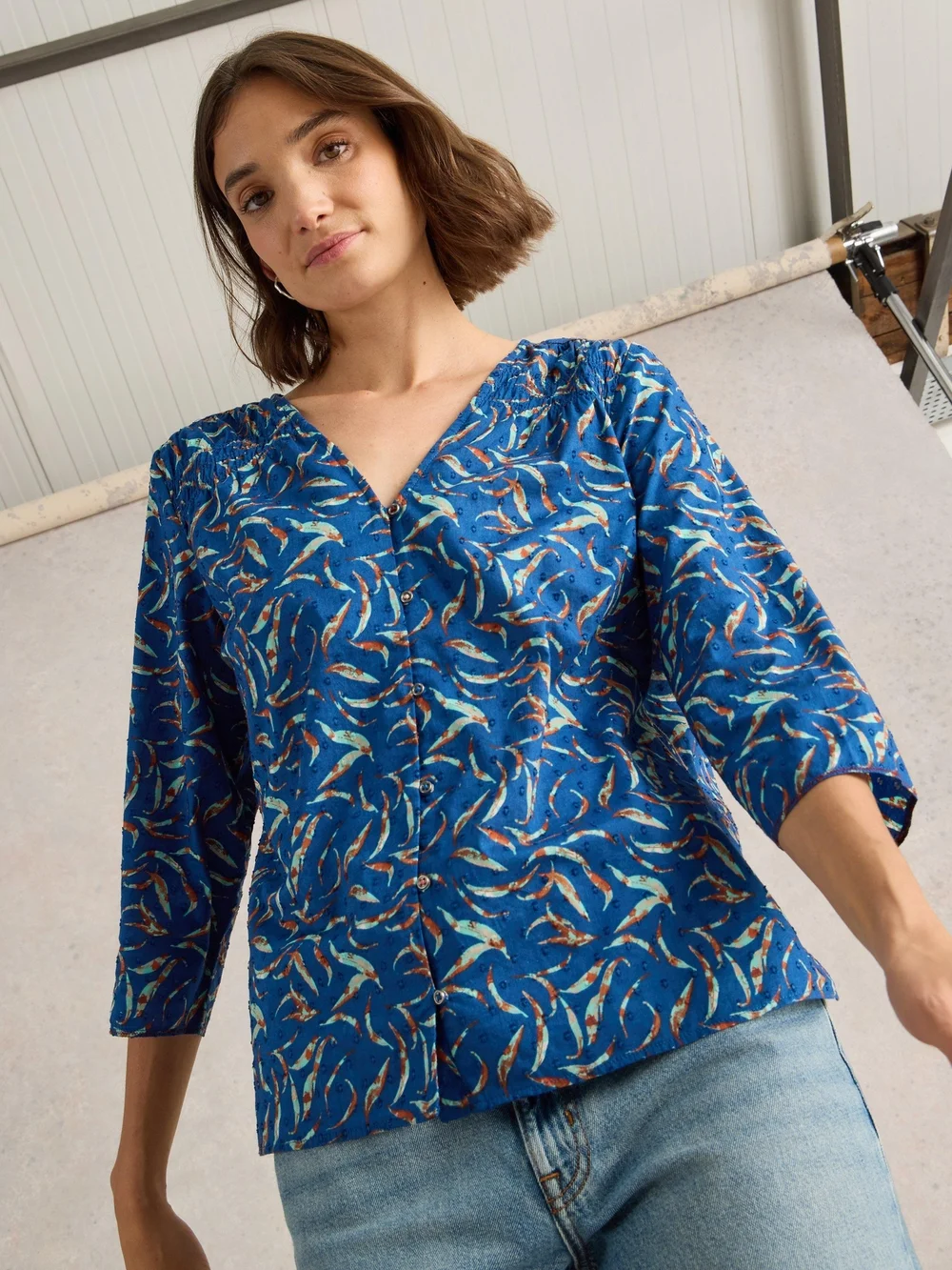 Bluse Rae aus Bio-Baumwolle - Blue Pr - 46 Bild 1