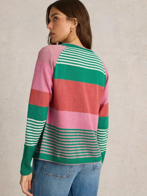 Gestreifte Strickjacke Lulu - Pink Mlt - 52 Bild 4