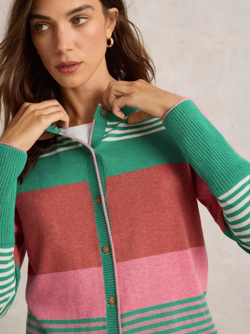 Gestreifte Strickjacke Lulu - Pink Mlt - 52 Bild 3