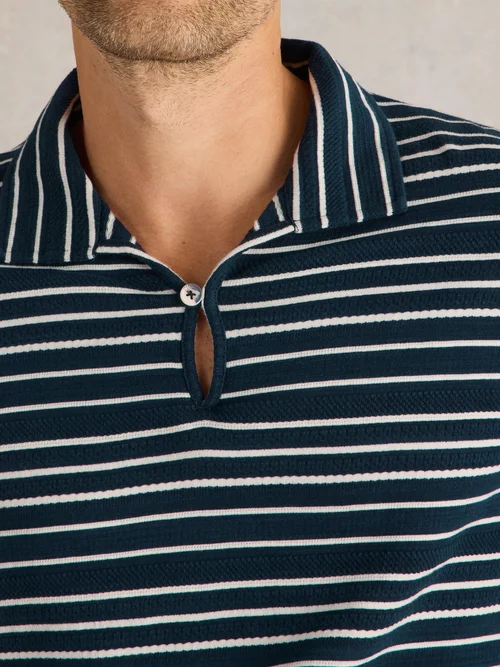 Gestreiftes Jacquard-Polohemd - Navy Multi - XL Bild 3