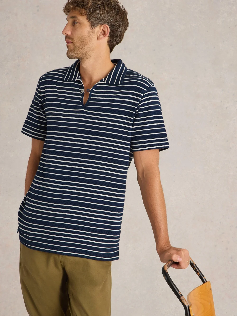 Gestreiftes Jacquard-Polohemd - Navy Multi - XL Bild 1