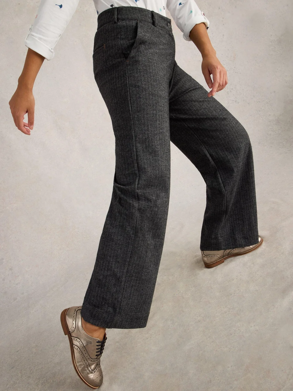 Tweedhose Belle mit weitem Bein - Blk Mlt - 52/R Bild 1