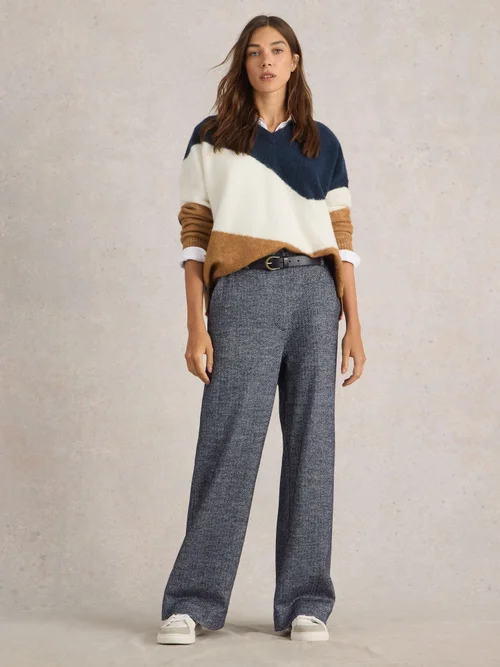 Tweedhose Belle mit weitem Bein - Navy Multi - 52/R Bild 2