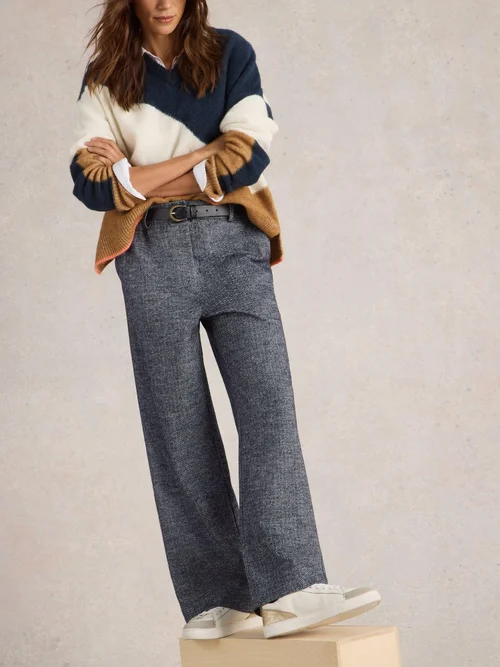 Tweedhose Belle mit weitem Bein - Navy Multi - 52/R Bild 1