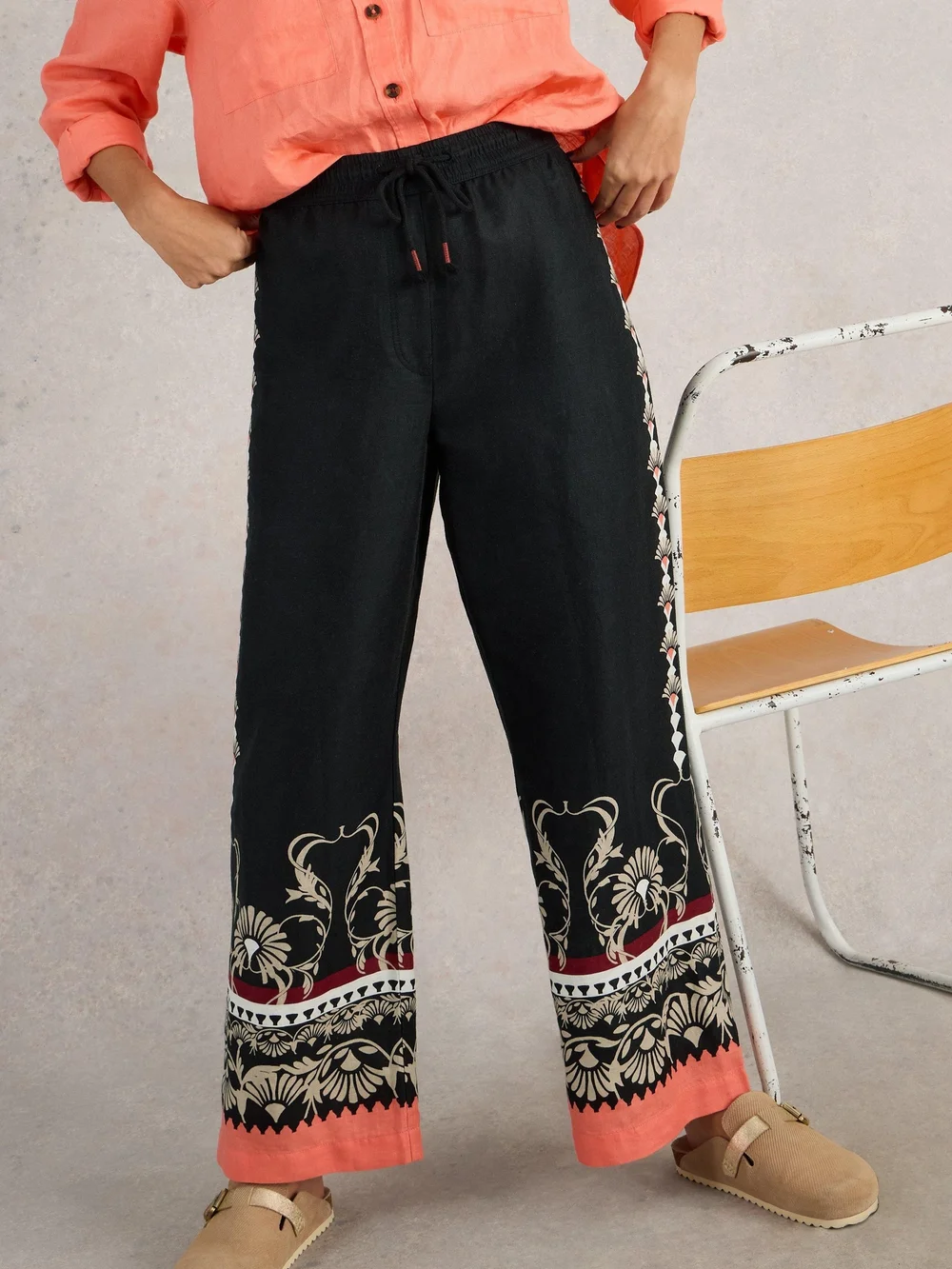 Leinenhose Belle mit weitem Bein - Blk Pr - 52/R Bild 1