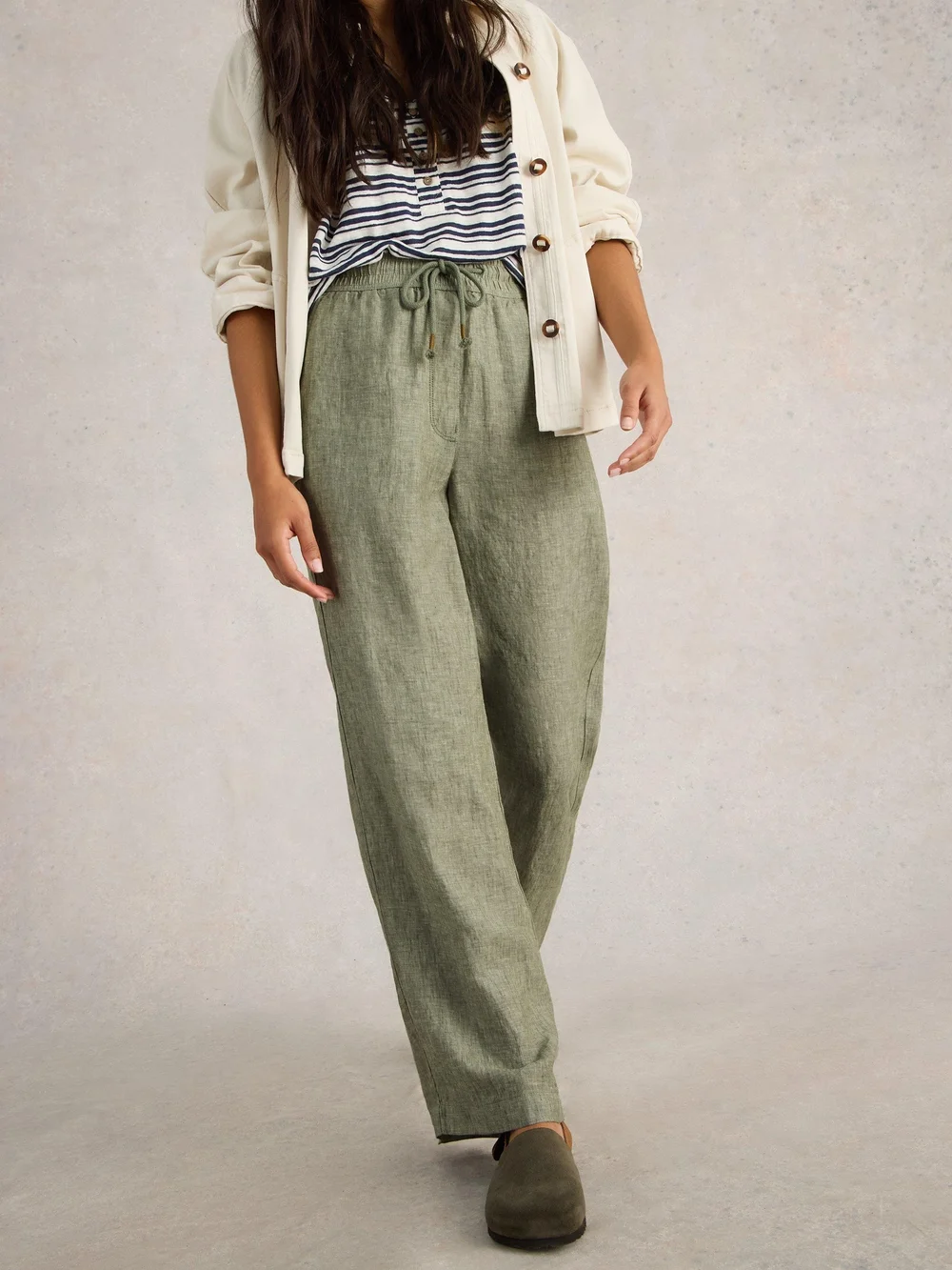 Leinenhose Belle mit weitem Bein - Mid Green - 48/R Bild 1
