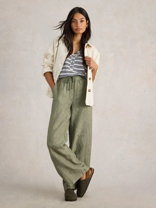 Leinenhose Belle mit weitem Bein - Mid Green - 48/R Bild 2