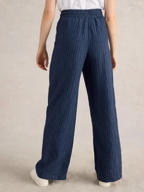 Leinenhose Belle mit weitem Bein - Navy Multi - 40/R Bild 4