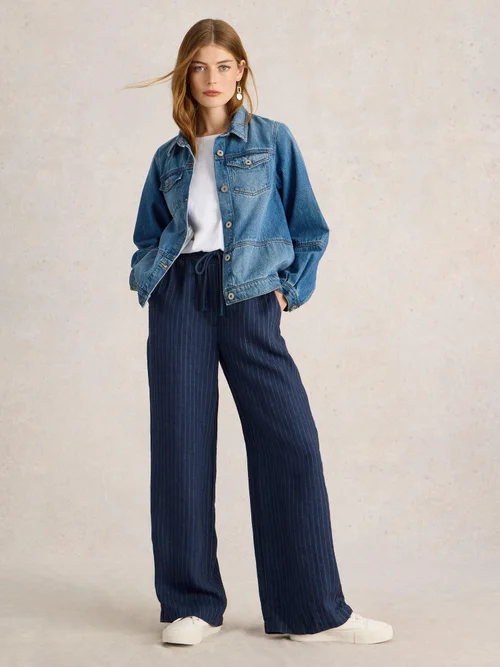 Leinenhose Belle mit weitem Bein - Navy Multi - 40/R Bild 2