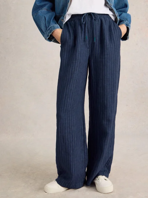 Leinenhose Belle mit weitem Bein - Navy Multi - 40/R Bild 3
