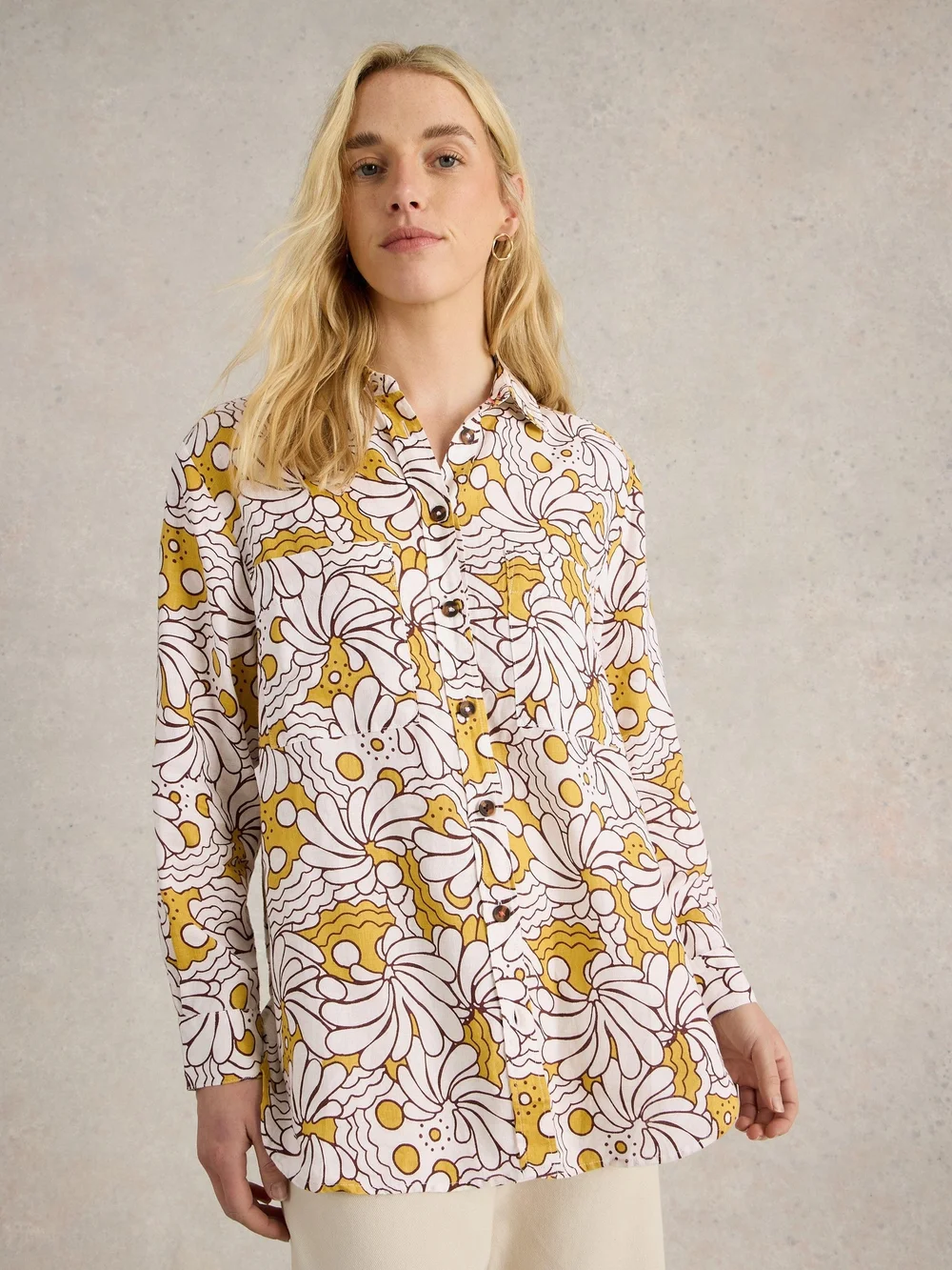 Leinenbluse Lydia - Yellow Pr - 42 Bild 1
