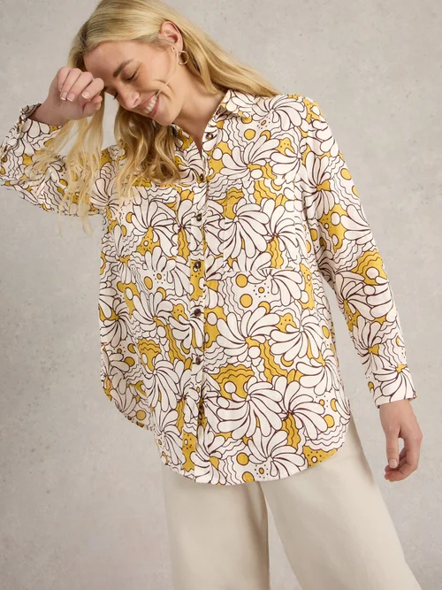 Leinenbluse Lydia - Yellow Pr - 38 Bild 3