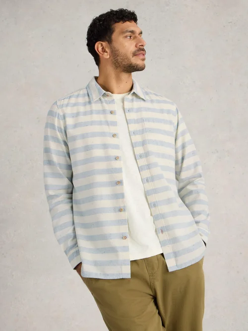 Gestreiftes Langarmhemd - White Mlt - XXXL Bild 3