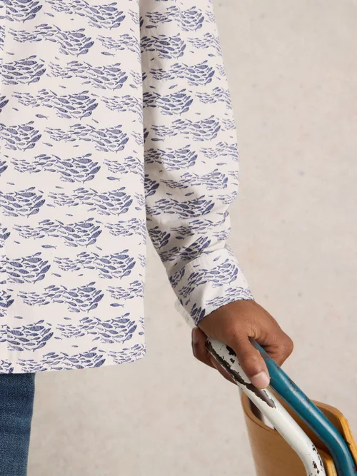 Hemd Finsbury mit Fisch-Print - White Pr - XXL Bild 3