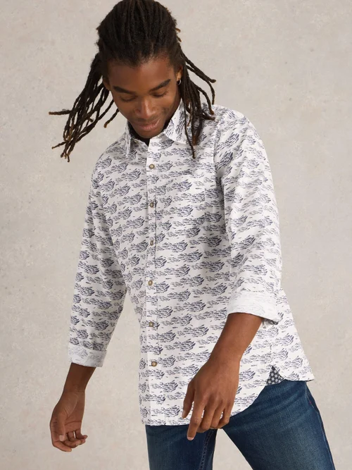 Hemd Finsbury mit Fisch-Print - White Pr - XXXL Bild 1