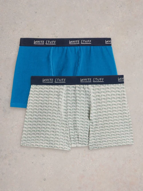 2-er Pack Boxershorts - Uni & Print - Blue Pr - XL Bild 2