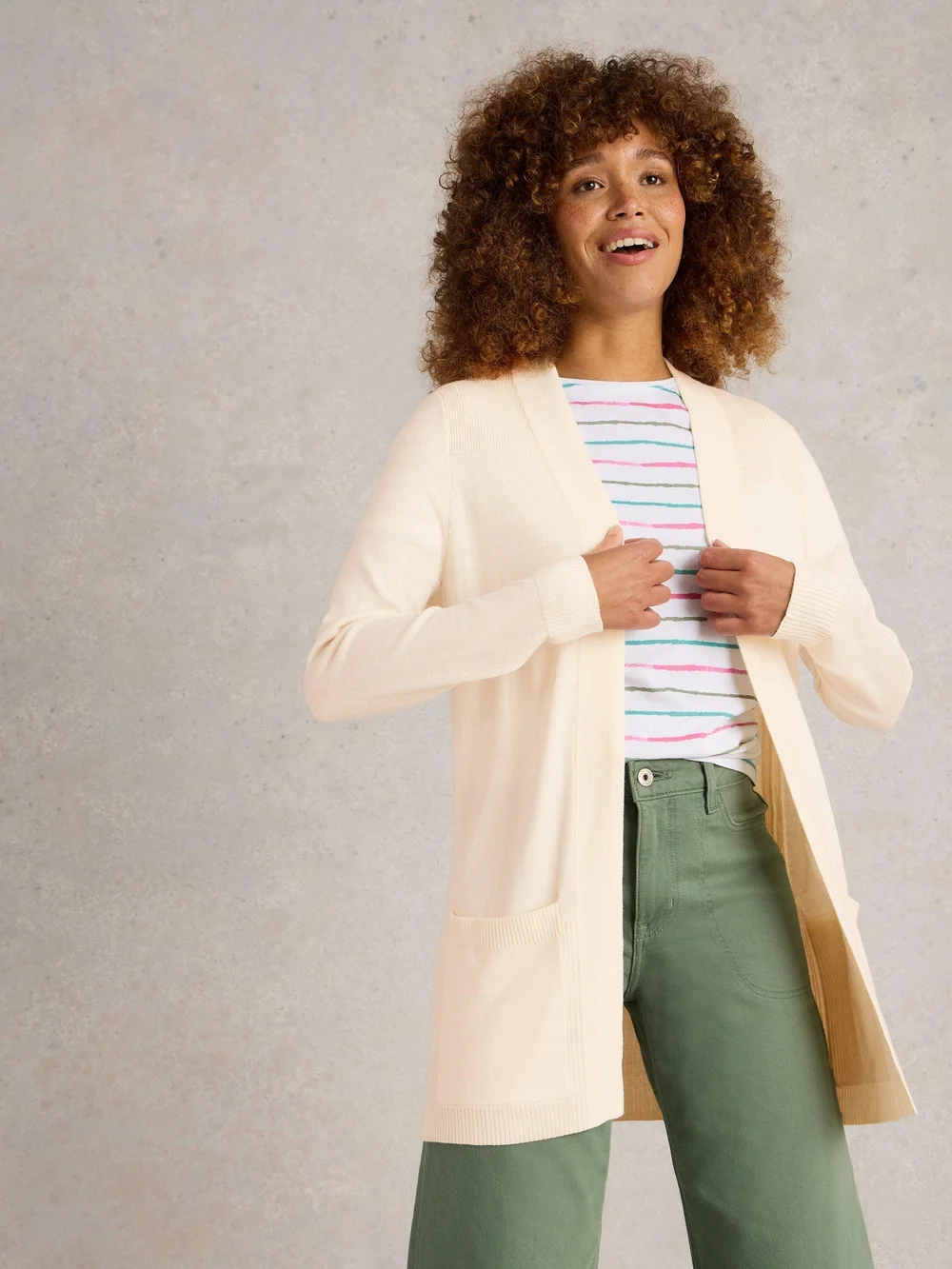 Lange Strickjacke Tanya - Lgt Nat - 44 Bild 1