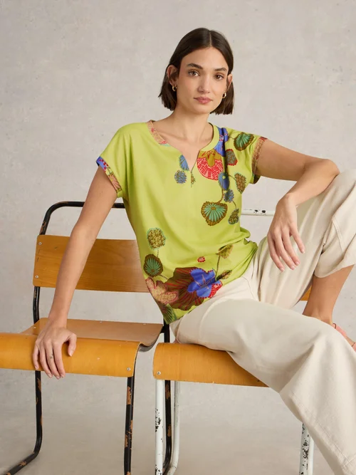 T-Shirt Nelly mit Keilausschnitt - Yellow Pr - 52 Bild 1