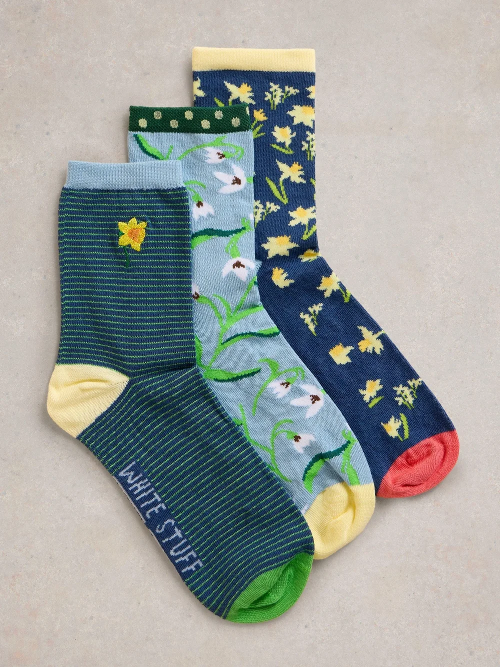 3er-Pack Söckchen mit Frühlingsblumen - Blue Mlt - 36-38 Bild 1