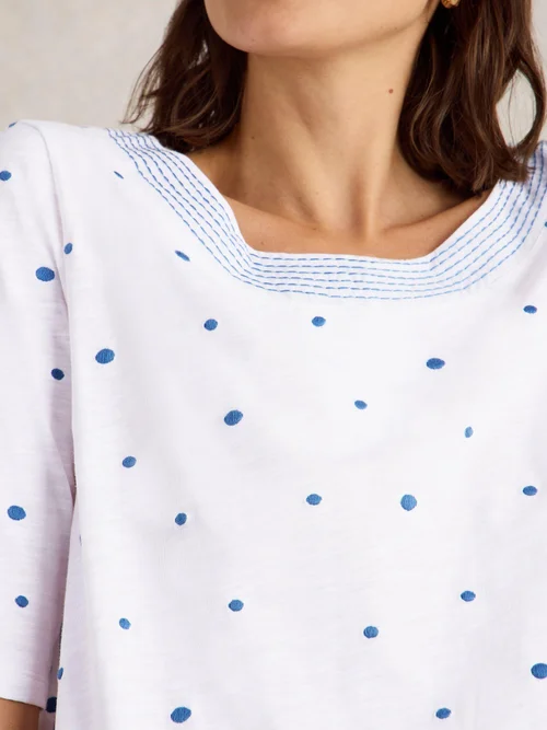 Besticktes T-Shirt Weaver - White Mlt - 38 Bild 3