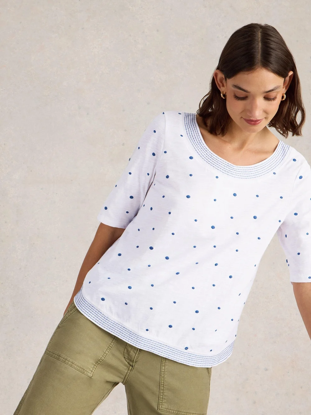 Besticktes T-Shirt Weaver - White Mlt - 38 Bild 1