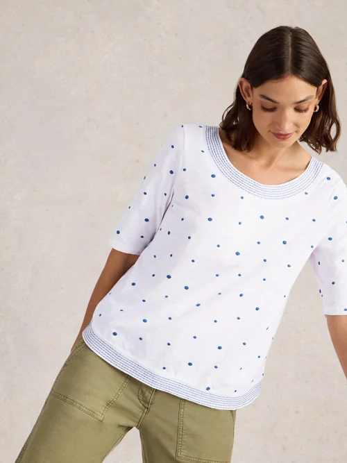 Besticktes T-Shirt Weaver - White Mlt - 38 Bild 1