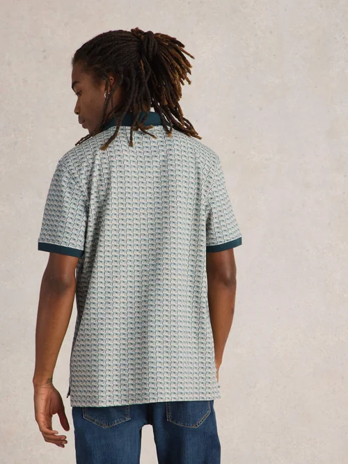 Polohemd mit Kassettenprint - Teal Pr - XXXL Bild 4