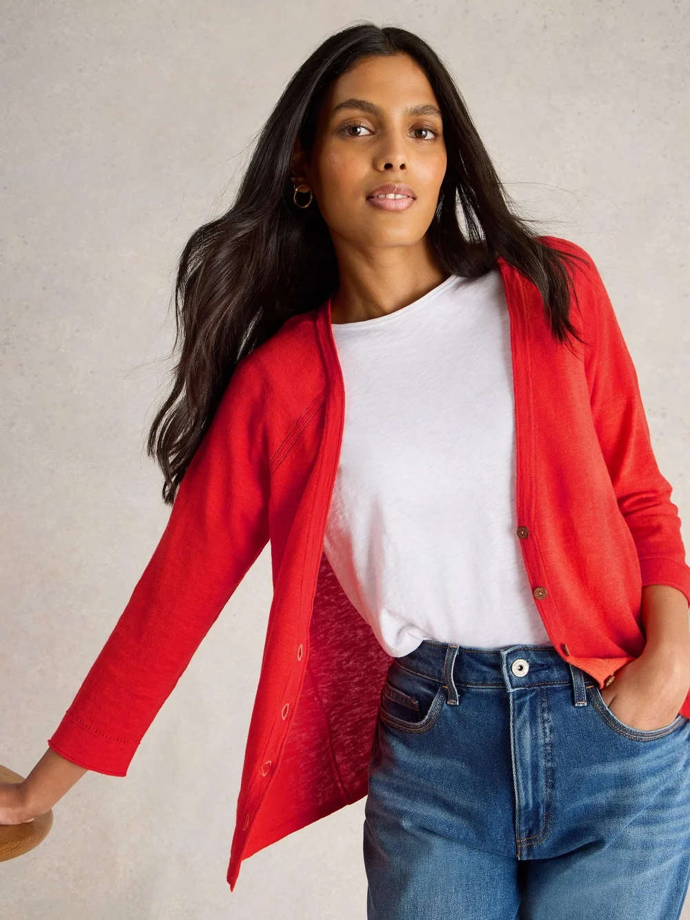 Strickjacke Naria aus Leinenmischung - Brt Orange - 46 Bild 1