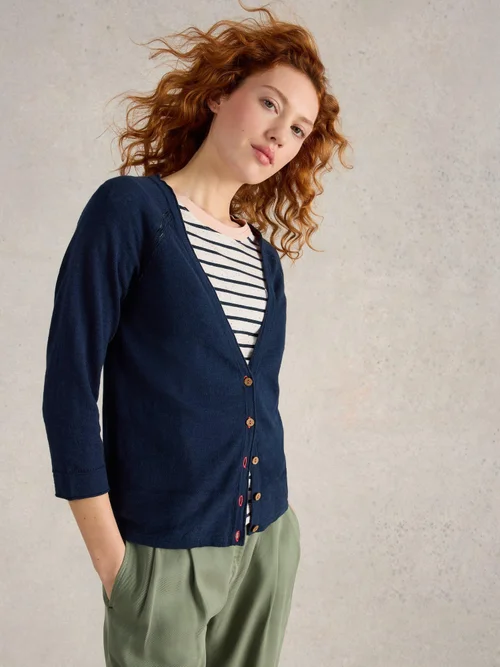 Strickjacke Naria aus Leinenmischung - Dark Navy - 52 Bild 1