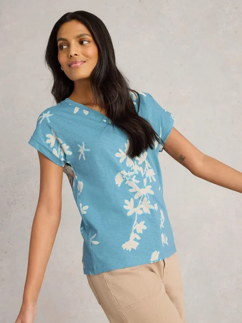 T-Shirt Nelly mit Keilausschnitt - Blue Pr - 52 Bild 3