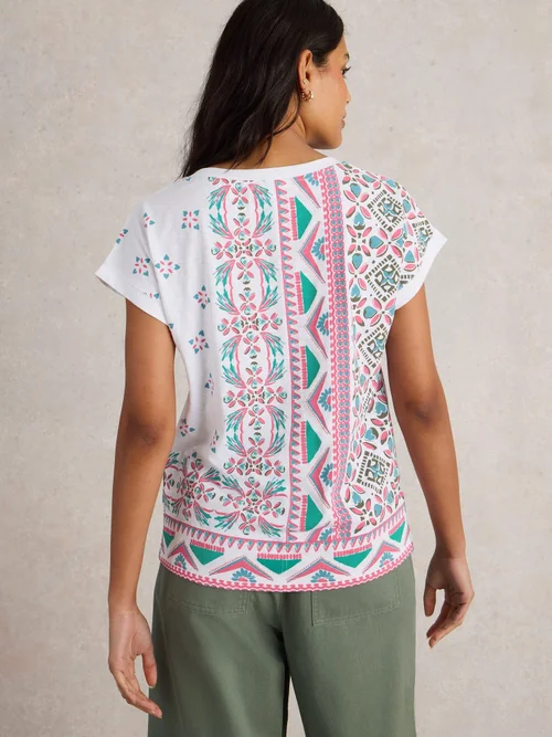 T-Shirt Nelly mit Keilausschnitt - White Pr - 40 Bild 4