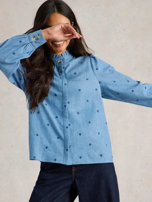 Bestickte Bluse Pauline - Denim Mlt - 52 Bild 1