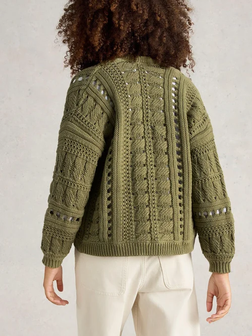 Casey Strickjacke mit Häkelmuster - Khaki Grn - XL Bild 4
