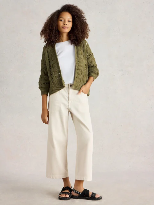 Casey Strickjacke mit Häkelmuster - Khaki Grn - XL Bild 2