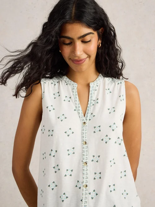 Ärmellose Bluse Tulip - White Pr - 52 Bild 3