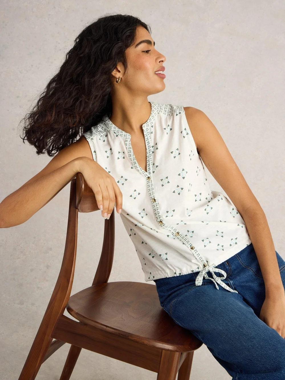 Ärmellose Bluse Tulip - White Pr - 52 Bild 1