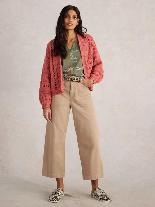 Casey Strickjacke mit Häkelmuster - Mid Coral - XL Bild 2